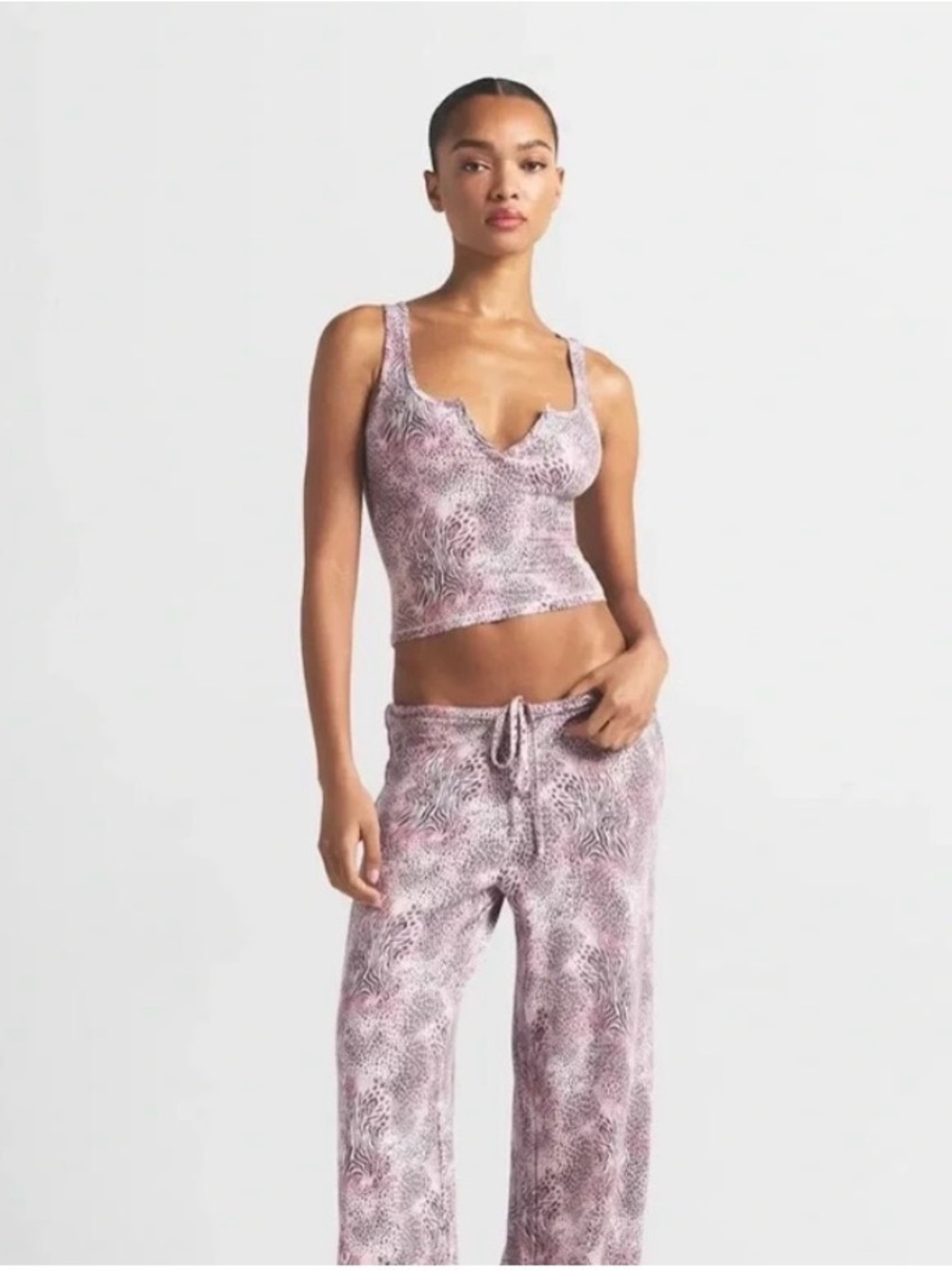 SKIMS Bloom Mini Multi  Animal-Print Tank and Drawstring Pants Set